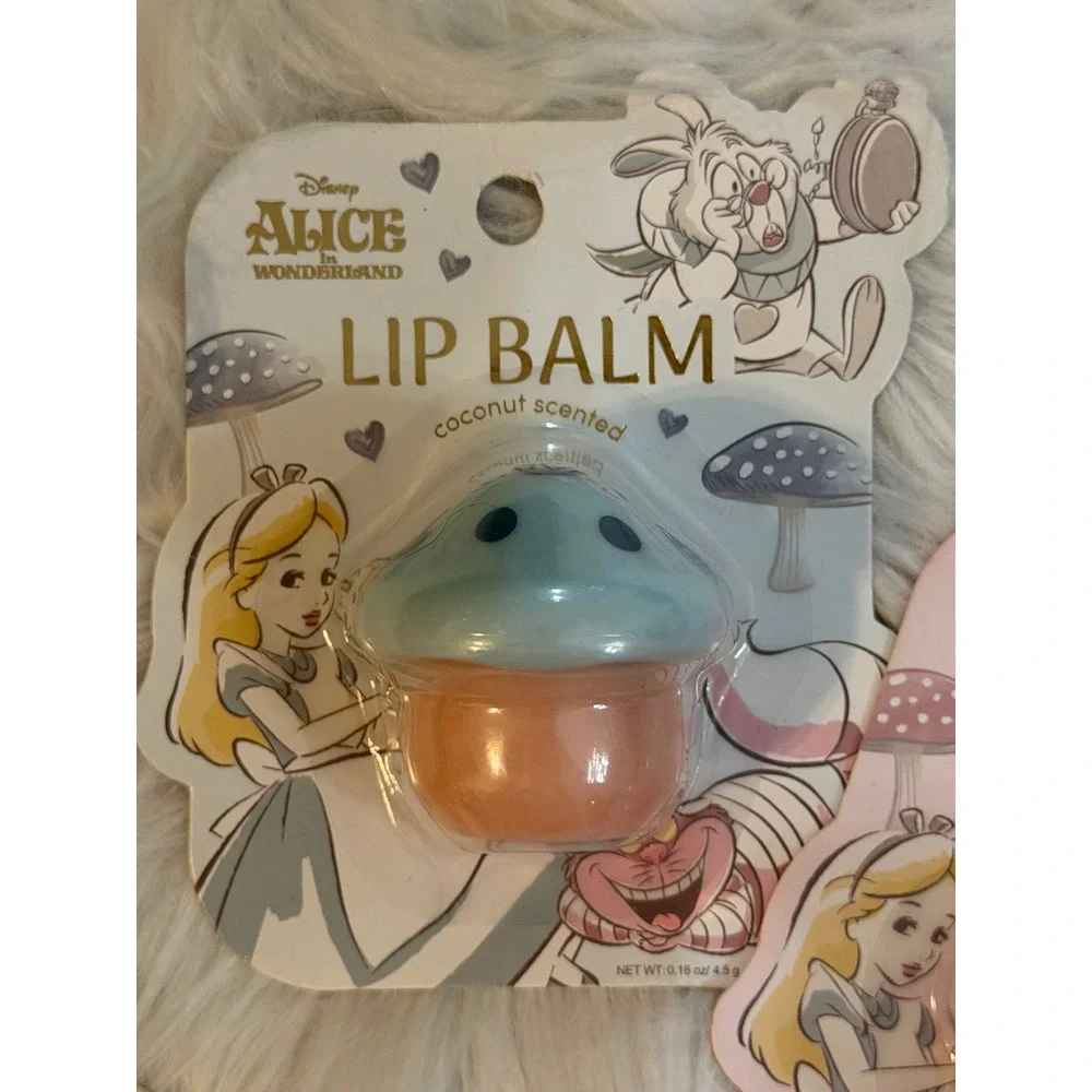 Disney Alice in Wonderland Mushroom Lip Balm Set Vanilla Coconut Raspberry 3pk